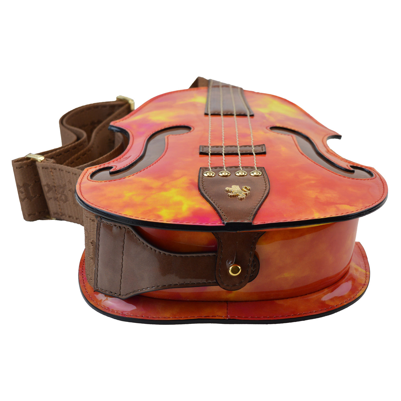 Pratesi Violino Backpack in Genuine Fusion Patent Leather - Patent Orange