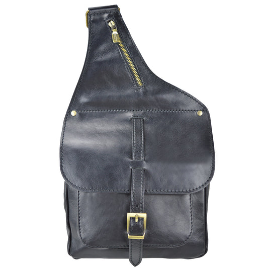 Pratesi Bisaccia 135/PE Sac bandoulière en cuir de vache - Bruce Black