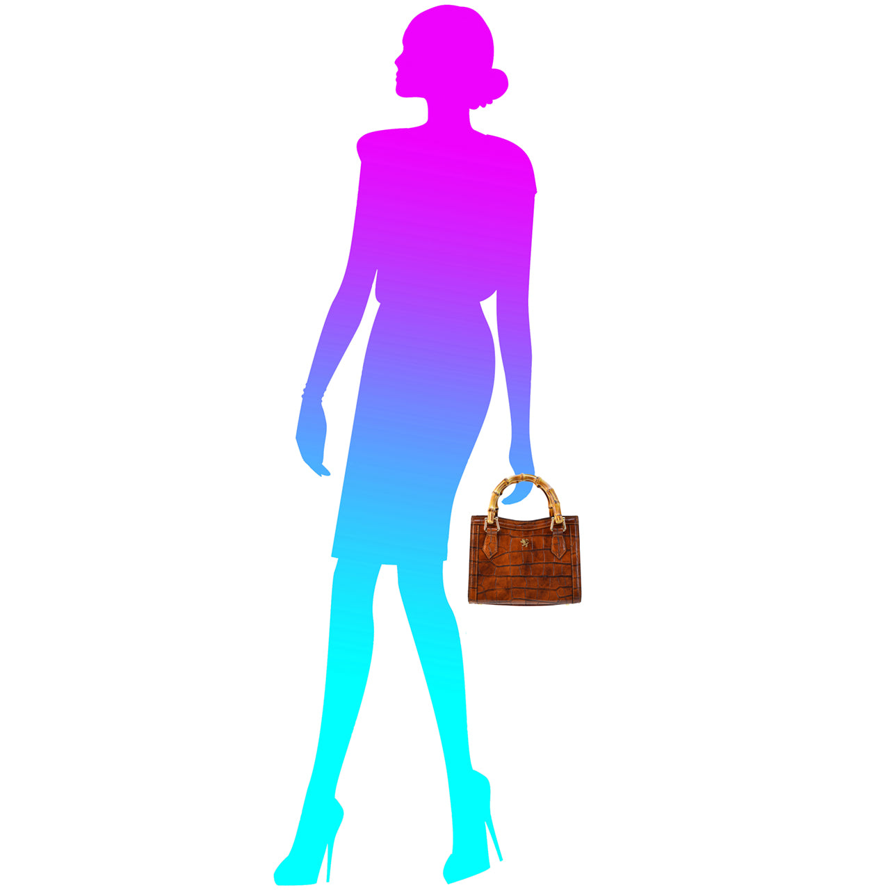 Pratesi Capri Lady's Bag in croco-embossed Italian leather - White