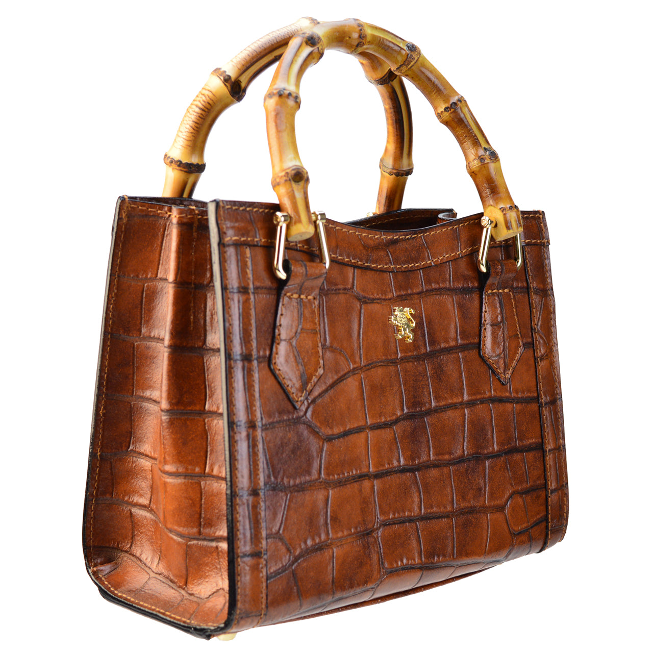 Pratesi Capri Lady's Bag in croco-embossed Italian leather - White