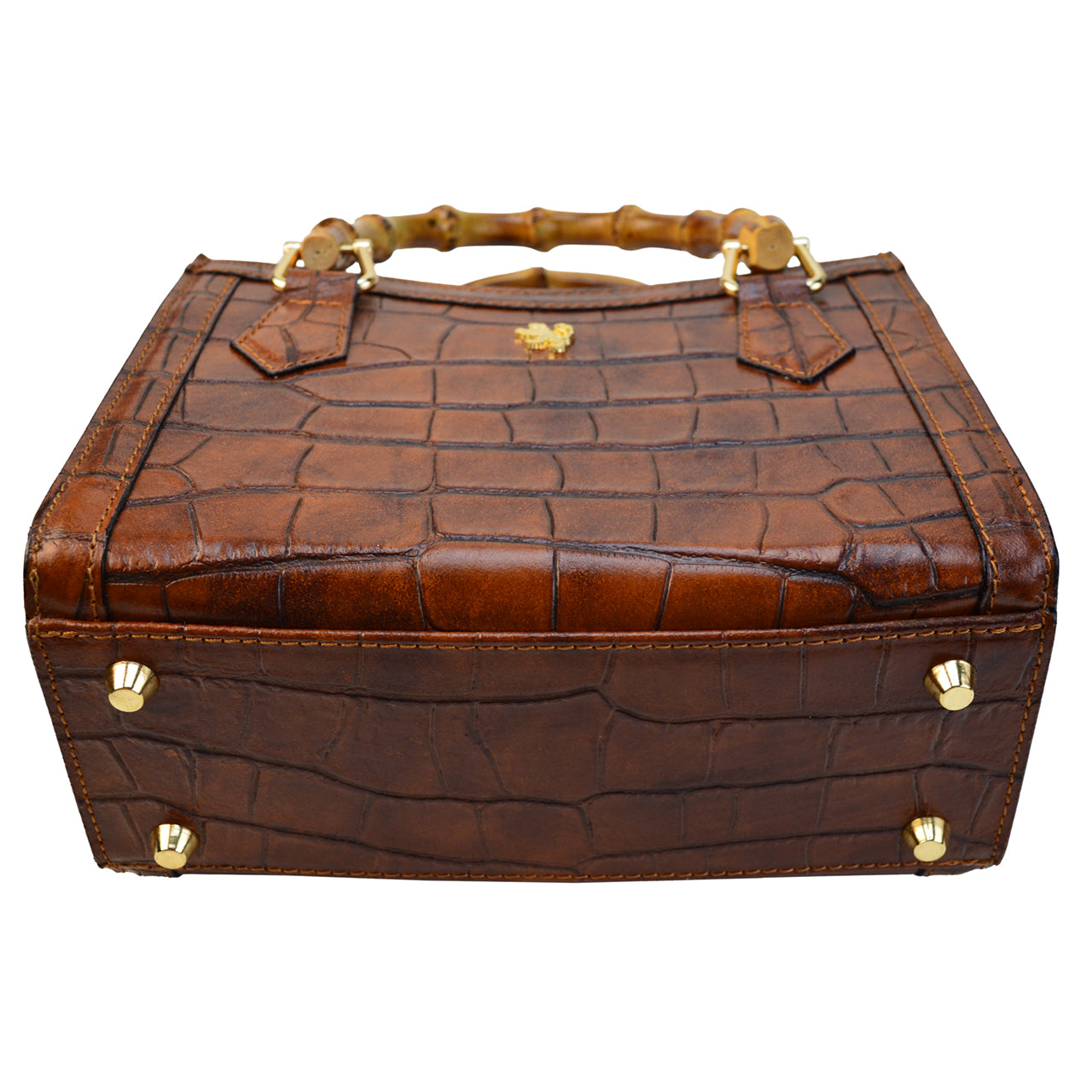 Pratesi Capri Lady's Bag in croco-embossed Italian leather - White