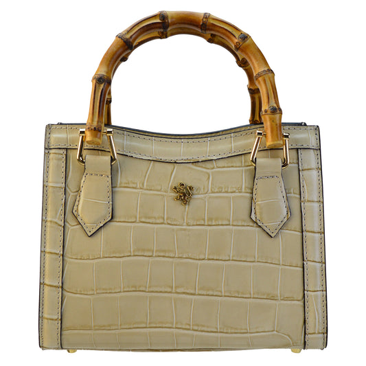 Pratesi Capri Lady's Bag in croco-embossed Italian leather - White
