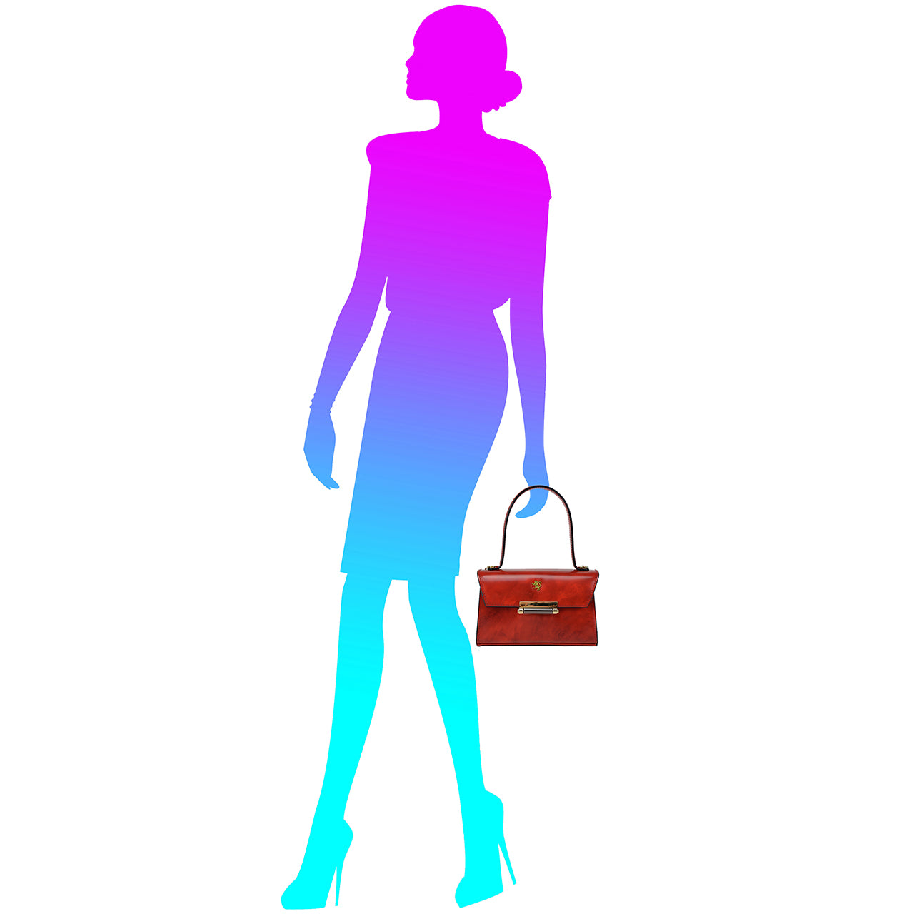 Pratesi Miss Impruneta R146 Lady Bag in genuine leather - Brunelleschi Blue