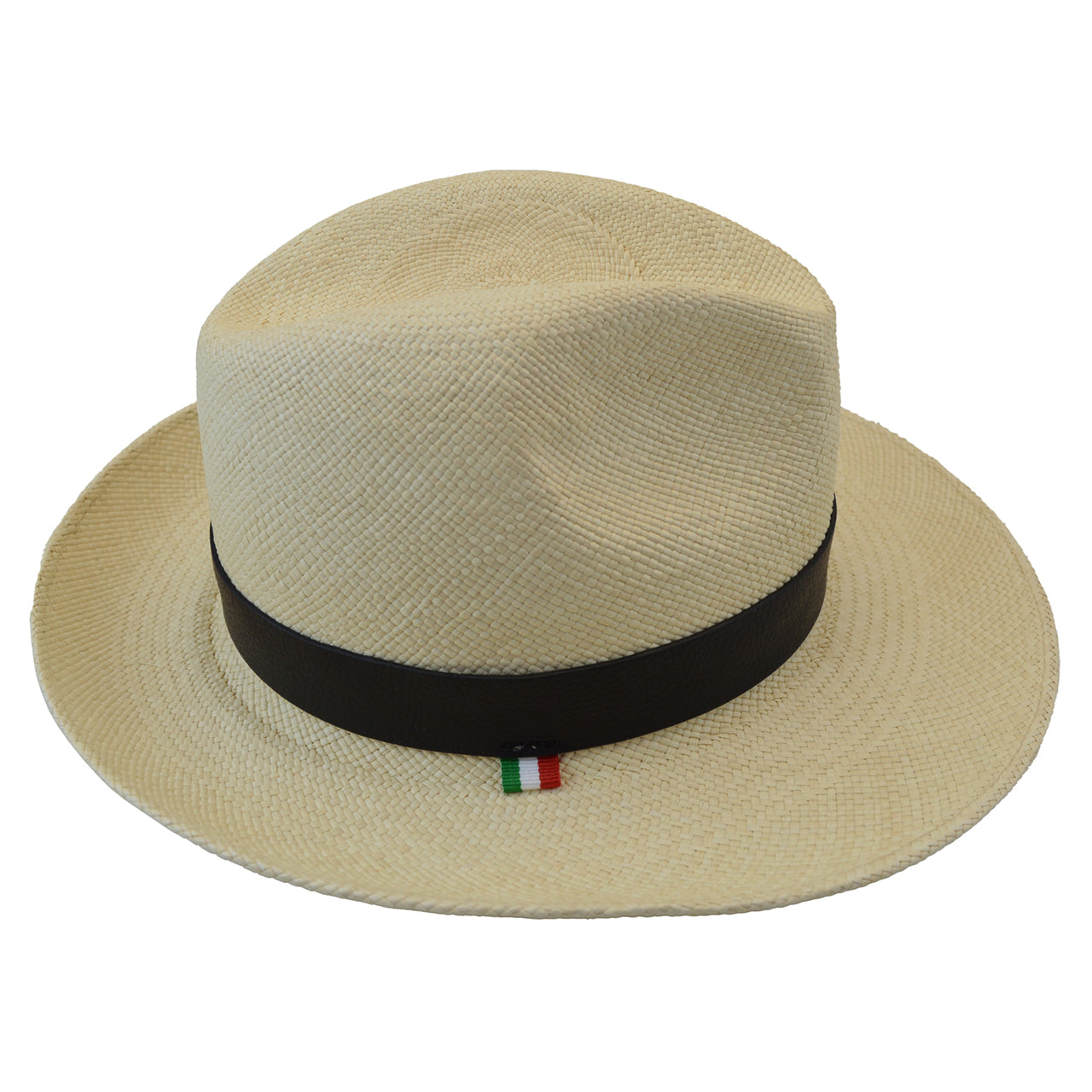 Pratesi Panama Hat for Men SCO204/P - Size M/L Genuine Leather Cognac Trim