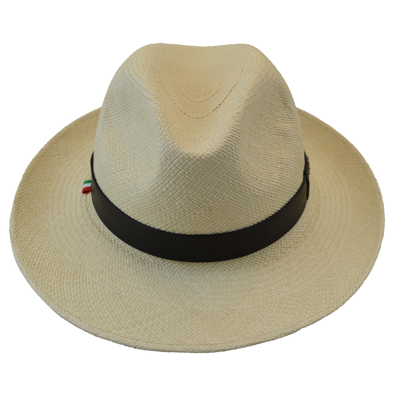 Pratesi Panama Hat for Men SCO204/P - Size M/L Genuine Leather Cognac Trim