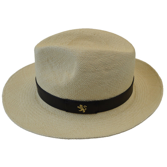 Pratesi Panama Hat for Men SCO204/P - Size M/L Genuine Leather Cognac Trim