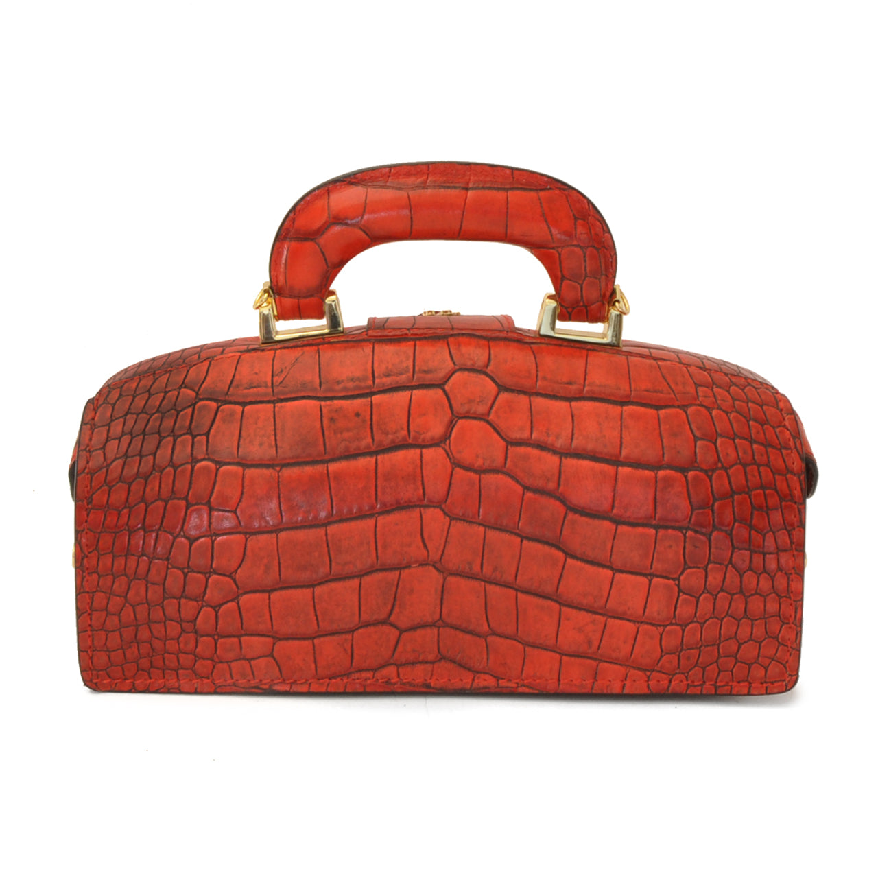 Pratesi Lady Brunelleschi King Woman Bag in genuine Italian leather - Croco Embossed Leather Black
