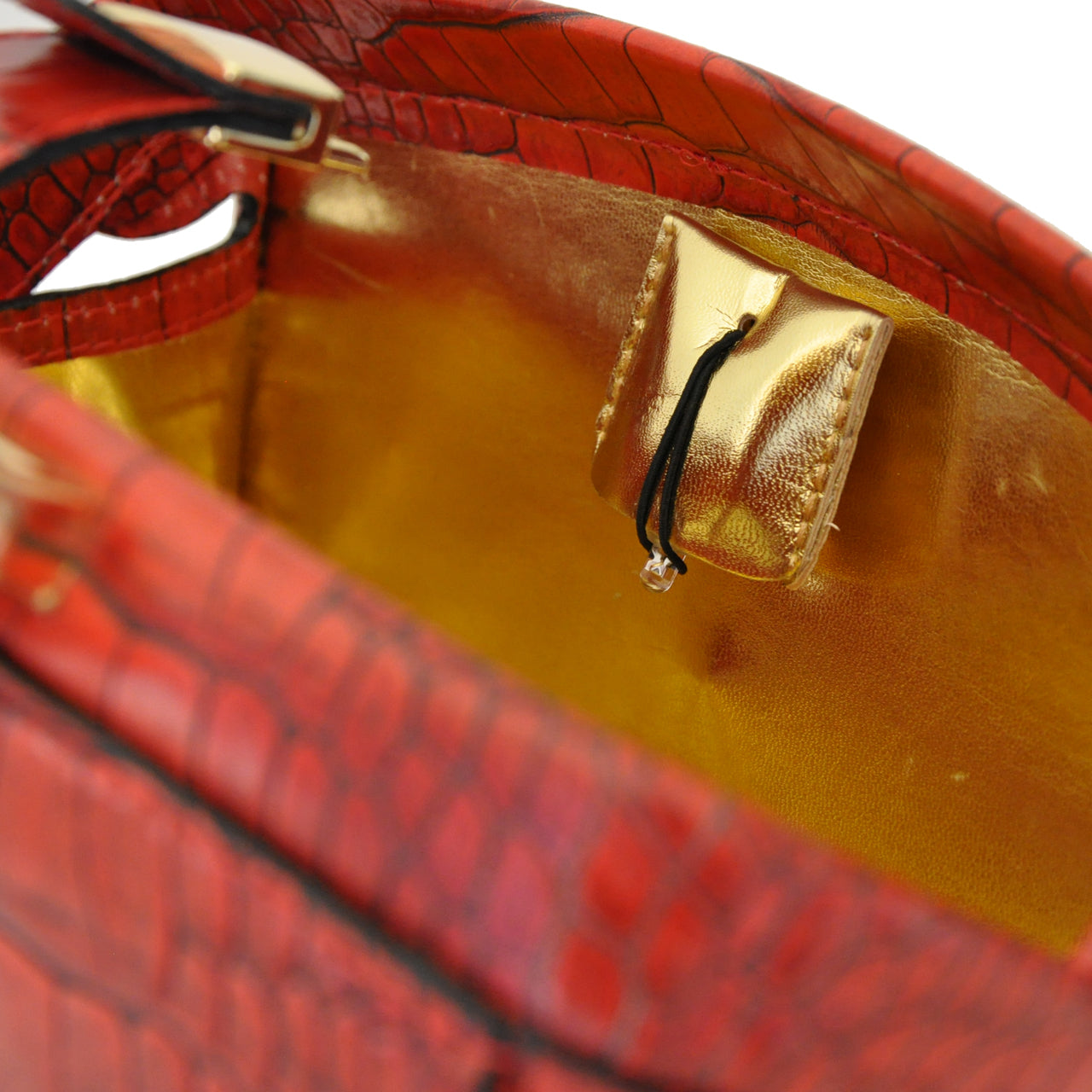 Pratesi Lady Brunelleschi King Woman Bag in genuine Italian leather - Croco Embossed Leather Black