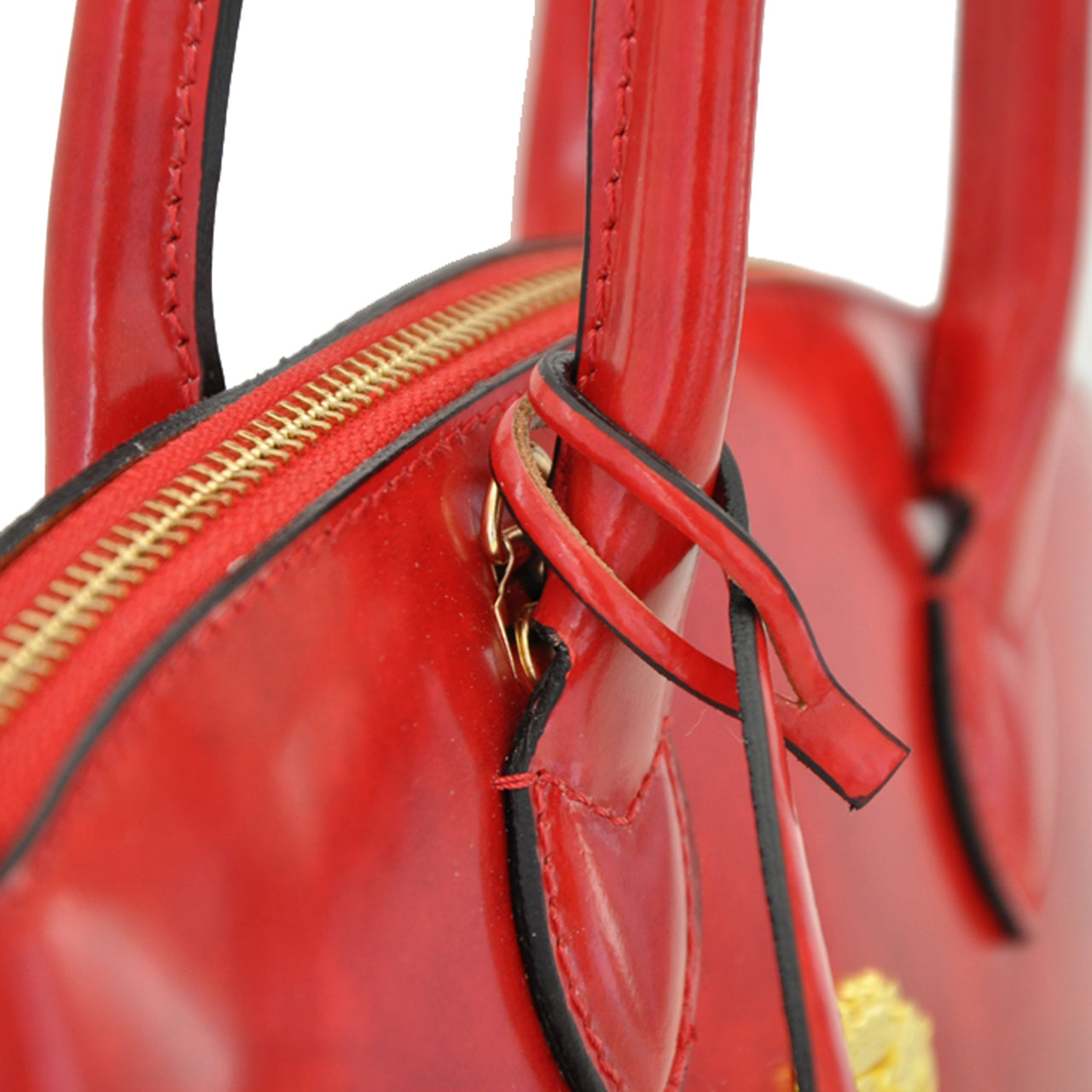 Pratesi Versilia Small Handbag in genuine Italian leather - Brunelleschi Leather Cherry