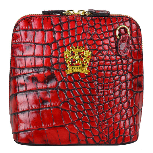 Pratesi Volterra King Lady Bag in real leather - Croco Embossed Leather Cherry