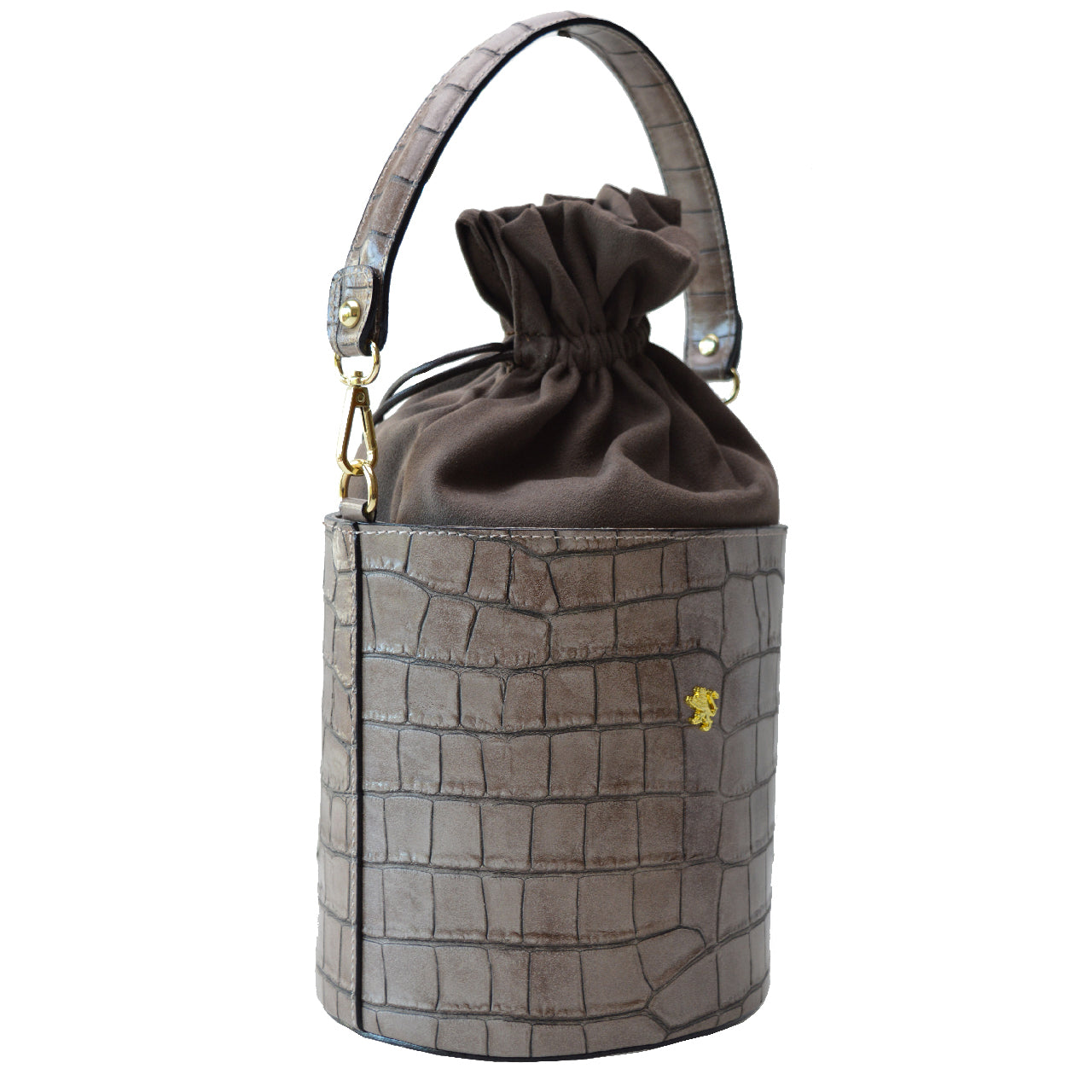Pratesi Secchiello Lady bag K335 in genuine Italian leather - Croco Embossed Leather Emerald