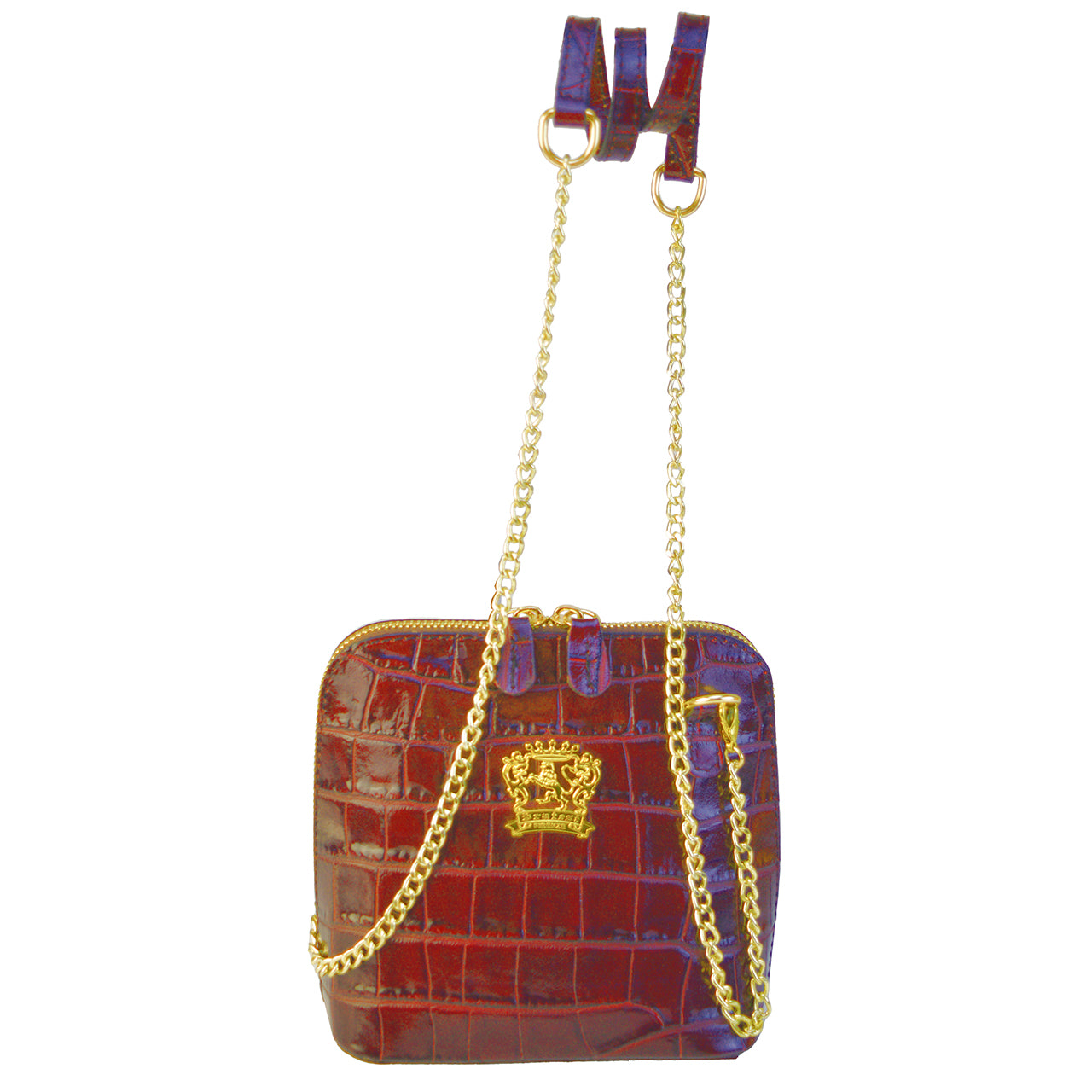 Pratesi Volterra King Lady Bag in real leather - Croco Embossed Leather Cherry