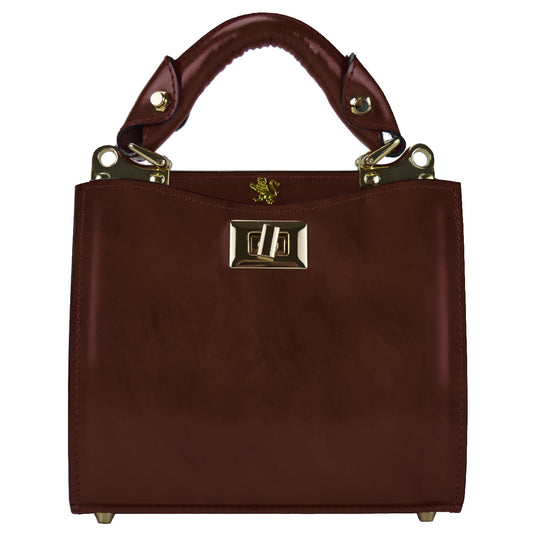 Pratesi Anna Maria Luisa de' Medici Small Lady Bag in genuine Italian leather - Brunelleschi Leather Coffee