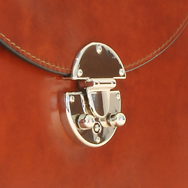 Pratesi Veneziano Small King Handbag in genuine Italian leather - Croco Embossed Leather Dark Green