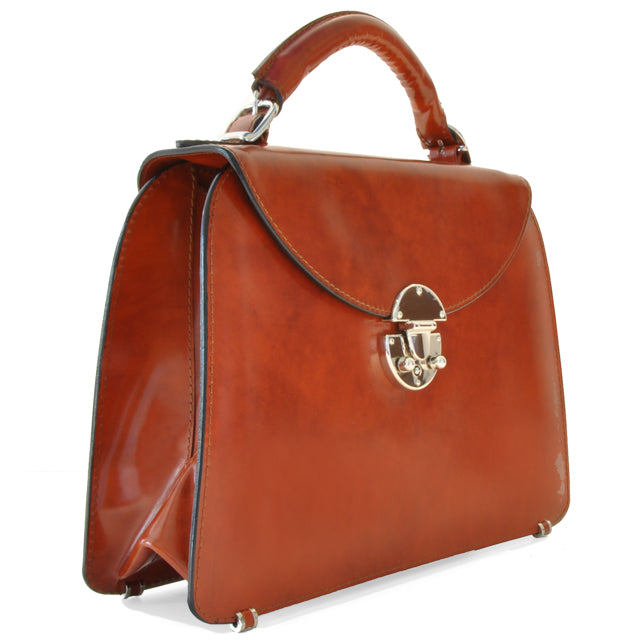 Pratesi Veneziano Small King Handbag in genuine Italian leather - Croco Embossed Leather Dark Green