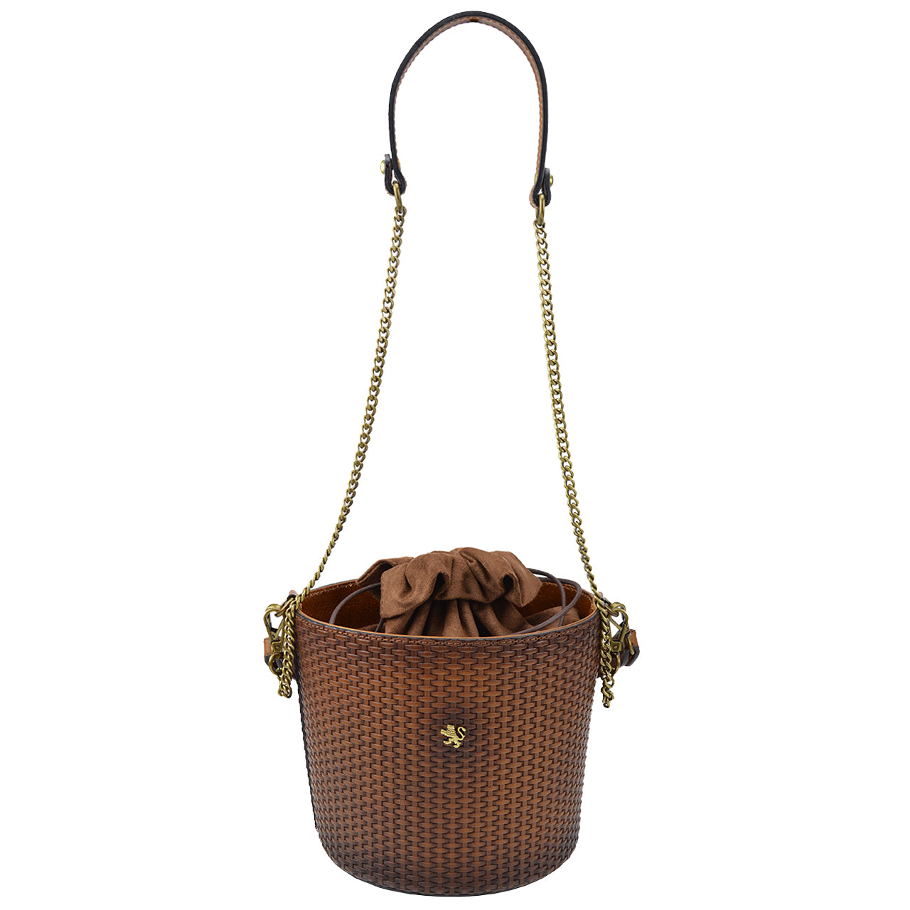 Pratesi Secchiello T335 Bag in genuine Italian leather - Treccia Brown
