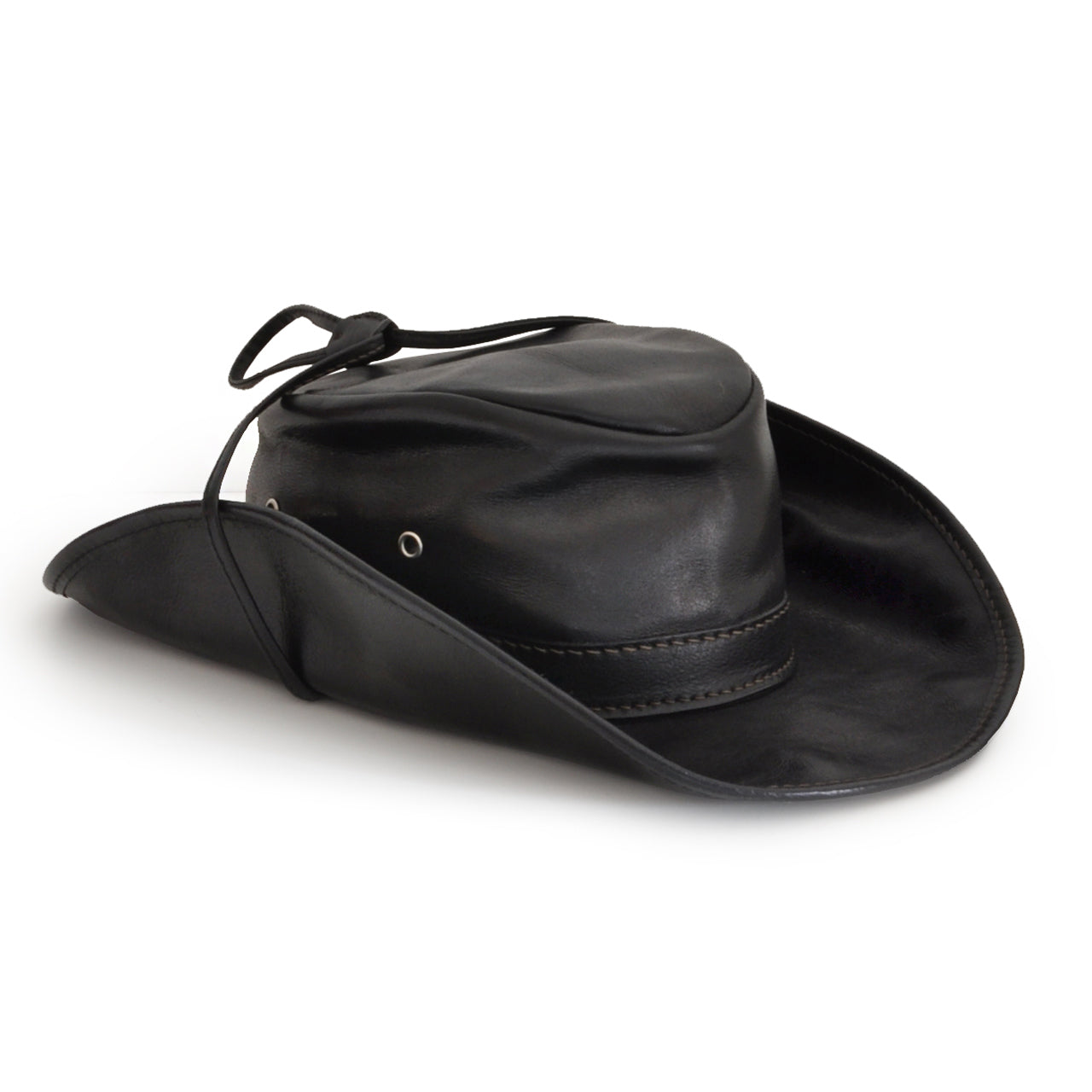 Pratesi Cagliostro Hat 61 cm in genuine Italian leather - Vegetable Tanned Italian Leather Black
