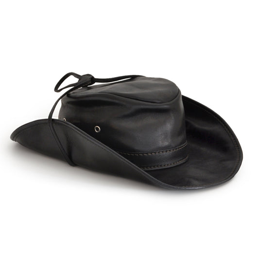Pratesi Cagliostro Hat 61 cm in genuine Italian leather - Vegetable Tanned Italian Leather Black